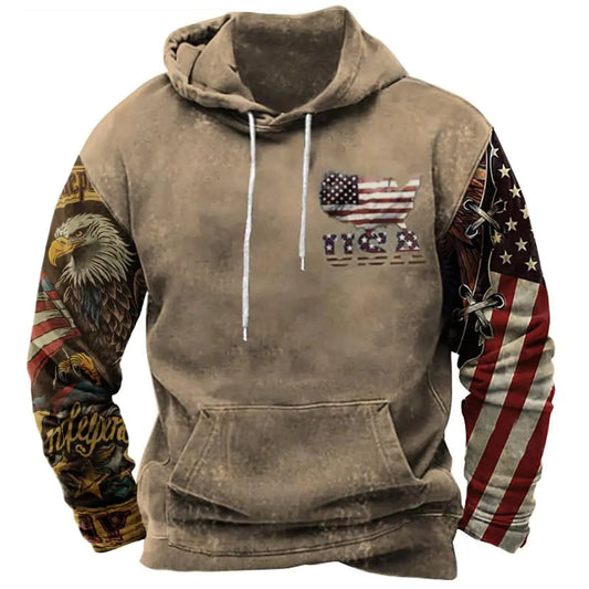 American Flag Hoodies for Men Eagle UAS Flag Western